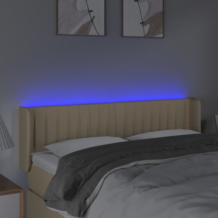 Tăblie de pat cu LED, crem, 147x16x78/88 cm, textil - WALTI WALTI
