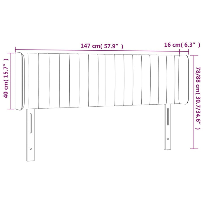 Tăblie de pat cu LED, crem, 147x16x78/88 cm, textil - WALTI WALTI