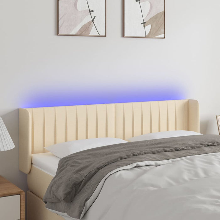 Tăblie de pat cu LED, crem, 147x16x78/88 cm, textil - WALTI WALTI