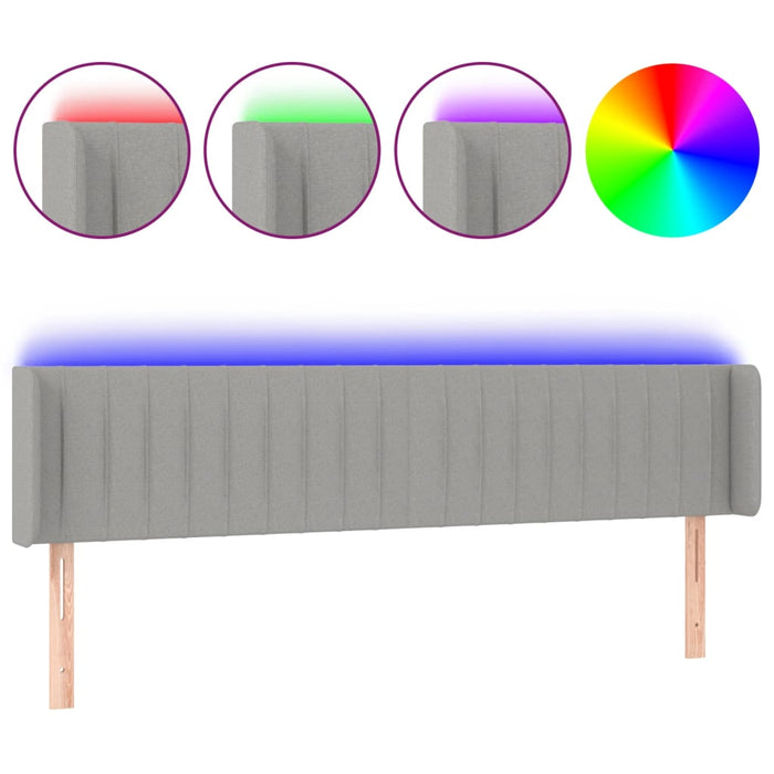 Tăblie de pat cu LED, gri deschis, 163x16x78/88 cm, textil - WALTI WALTI