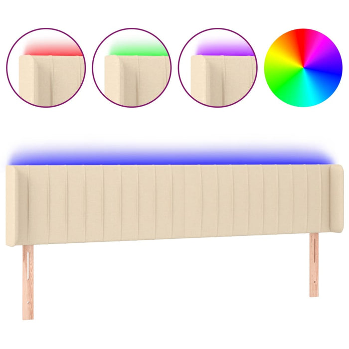 Tăblie de pat cu LED, crem, 183x16x78/88 cm, textil WALTI