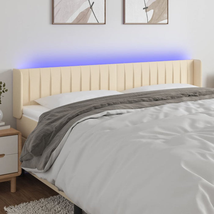 Tăblie de pat cu LED, crem, 183x16x78/88 cm, textil WALTI