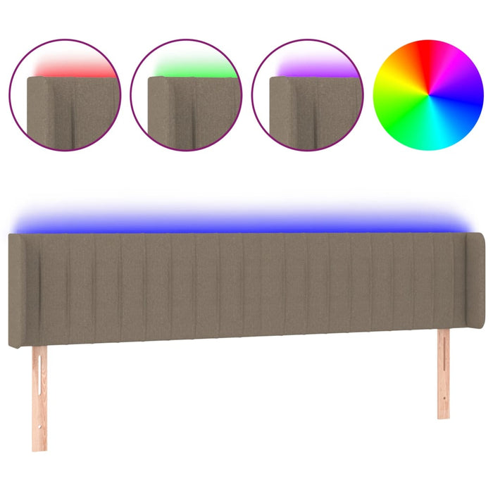 Tăblie de pat cu LED, gri taupe, 203x16x78/88 cm, textil - WALTI WALTI