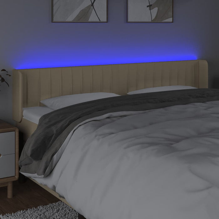 Tăblie de pat cu LED, crem, 203x16x78/88 cm, textil - WALTI WALTI