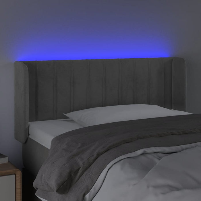 Tăblie de pat cu LED, gri deschis, 83x16x78/88 cm, catifea - WALTI WALTI