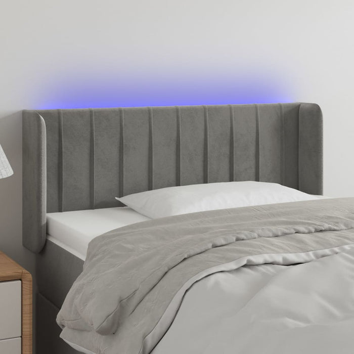 Tăblie de pat cu LED, gri deschis, 83x16x78/88 cm, catifea - WALTI WALTI