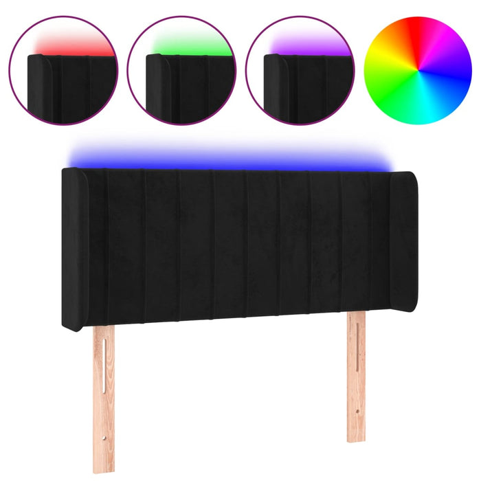 Tăblie de pat cu LED, negru, 83x16x78/88 cm, catifea - WALTI WALTI