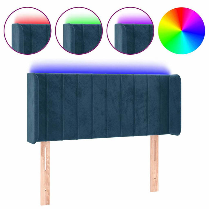 Tăblie de pat cu LED, albastru închis, 83x16x78/88 cm, catifea - WALTI WALTI