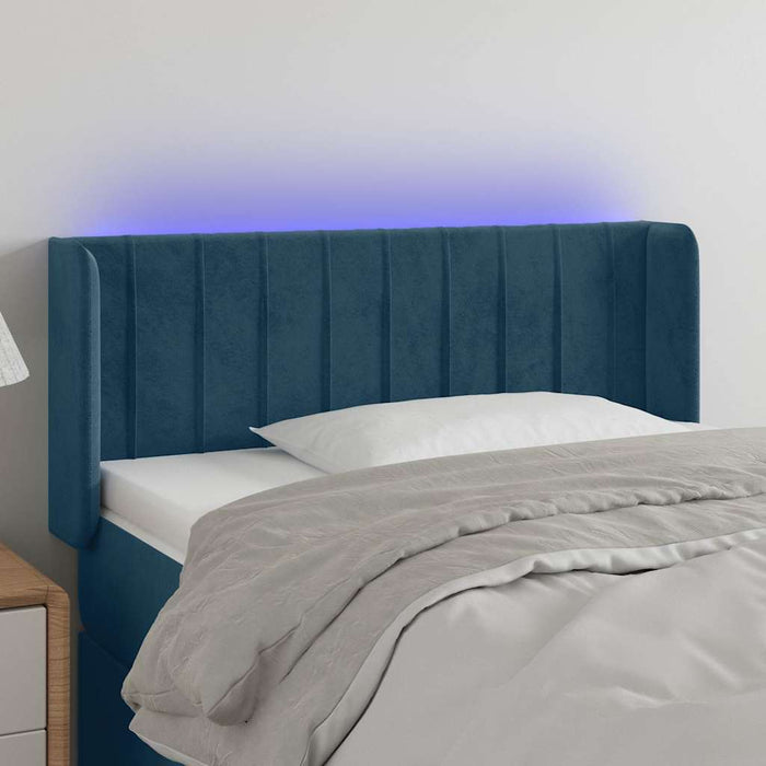 Tăblie de pat cu LED, albastru închis, 83x16x78/88 cm, catifea - WALTI WALTI
