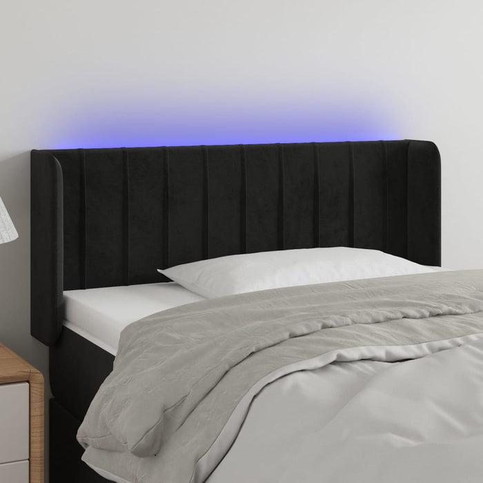 Tăblie de pat cu LED, negru, 103x16x78/88 cm, catifea - WALTI WALTI