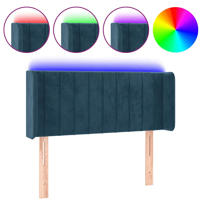 Tăblie de pat cu LED, albastru închis, 103x16x78/88 cm, catifea - WALTI WALTI