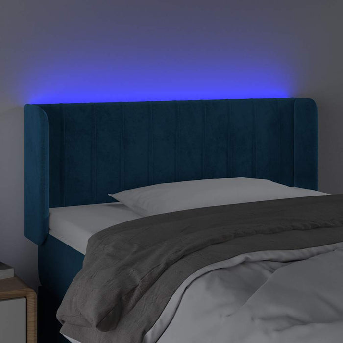Tăblie de pat cu LED, albastru închis, 103x16x78/88 cm, catifea - WALTI WALTI