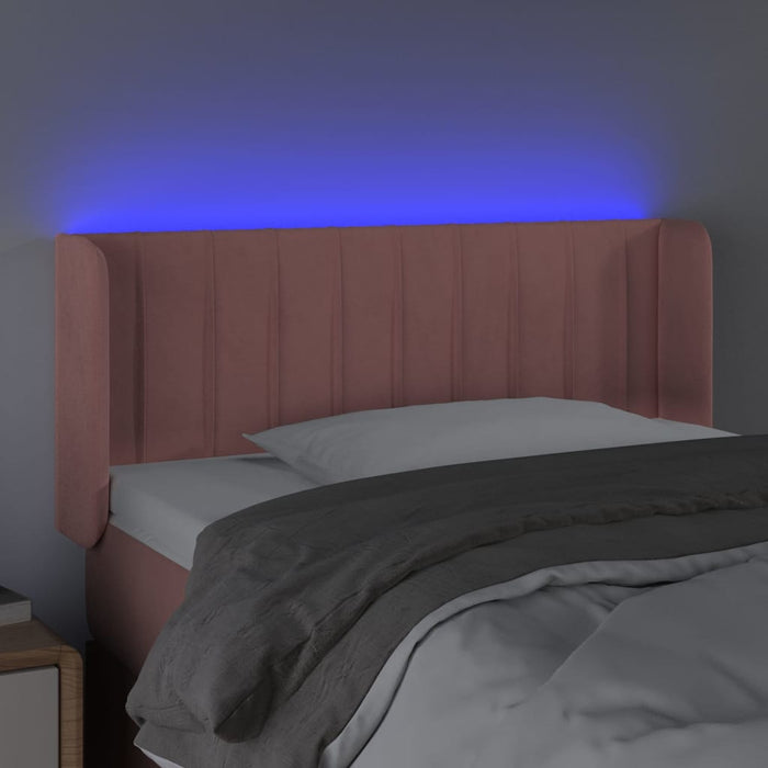 Tăblie de pat cu LED, roz, 103x16x78/88 cm, catifea - WALTI WALTI