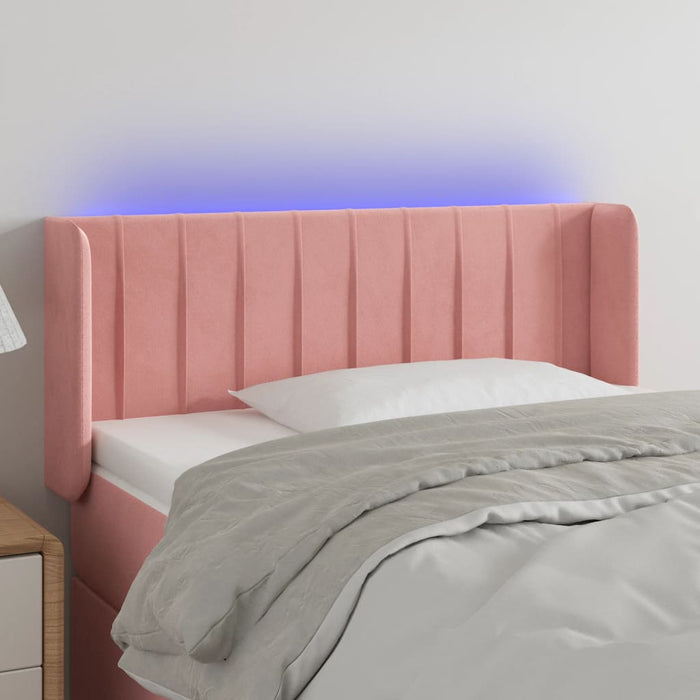 Tăblie de pat cu LED, roz, 103x16x78/88 cm, catifea - WALTI WALTI