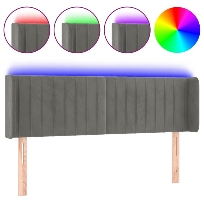 Tăblie de pat cu LED, gri deschis, 147x16x78/88 cm, catifea - WALTI WALTI