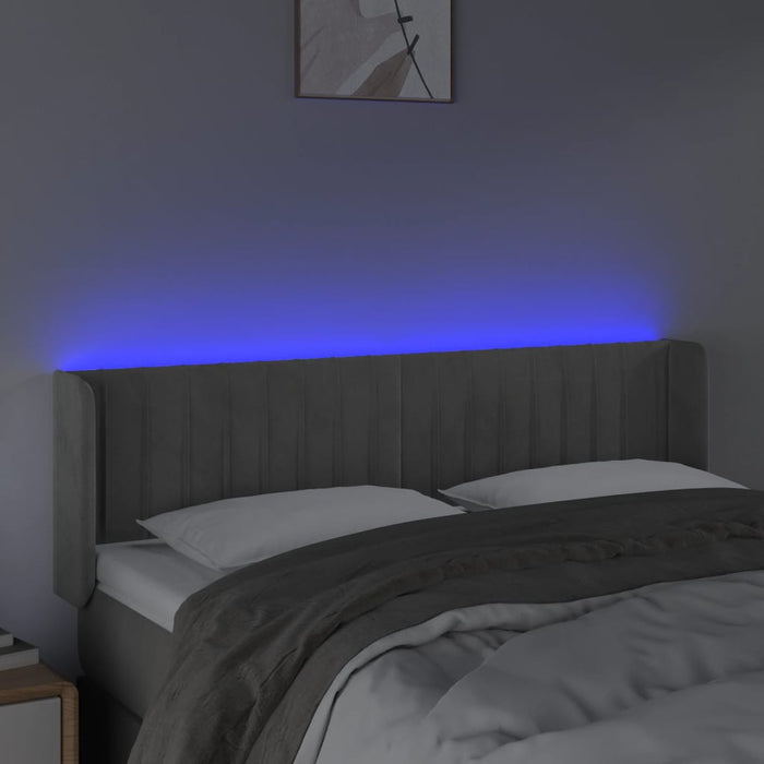 Tăblie de pat cu LED, gri deschis, 147x16x78/88 cm, catifea - WALTI WALTI