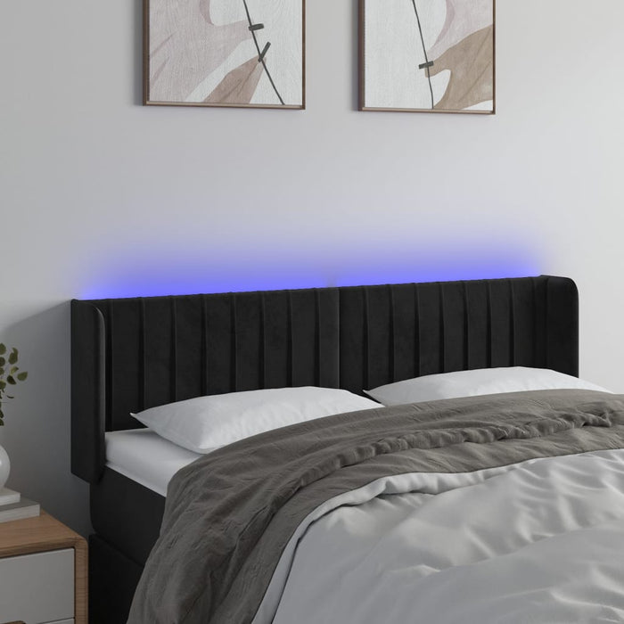Tăblie de pat cu LED, negru, 147x16x78/88 cm, catifea - WALTI WALTI