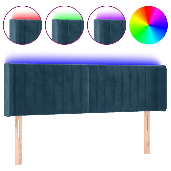 Tăblie de pat cu LED, albastru închis, 147x16x78/88 cm, catifea - WALTI WALTI