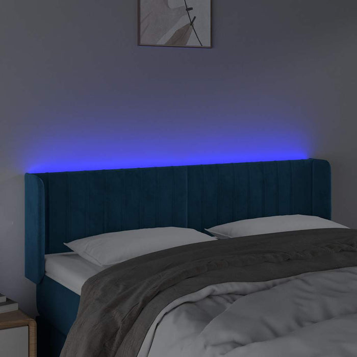 Tăblie de pat cu LED, albastru închis, 147x16x78/88 cm, catifea - WALTI WALTI