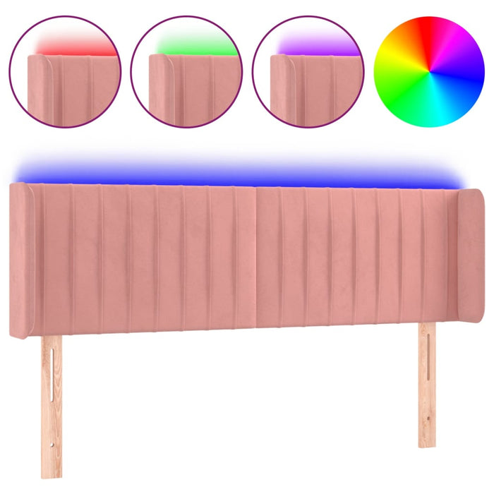 Tăblie de pat cu LED, roz, 147x16x78/88 cm, catifea - WALTI WALTI