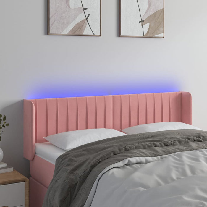 Tăblie de pat cu LED, roz, 147x16x78/88 cm, catifea - WALTI WALTI