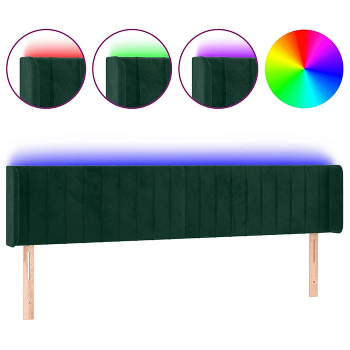 Tăblie de pat cu LED, verde închis, 163x16x78/88 cm, catifea - WALTI WALTI