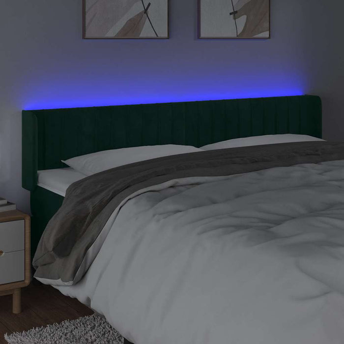 Tăblie de pat cu LED, verde închis, 163x16x78/88 cm, catifea - WALTI WALTI