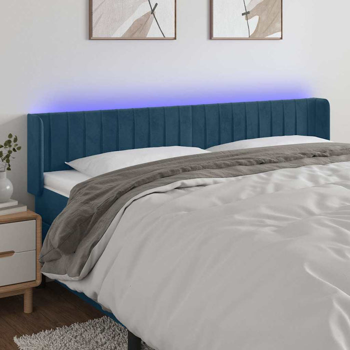 Tăblie de pat cu LED, albastru închis, 163x16x78/88 cm, catifea - WALTI WALTI