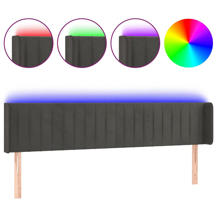 Tăblie de pat cu LED gri închis 183x16x78/88 cm catifea - WALTI WALTI