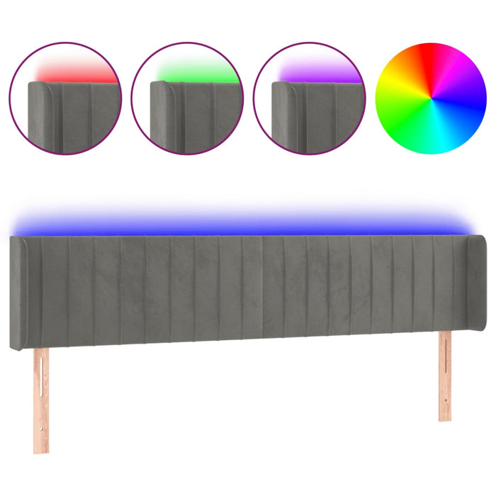 Tăblie de pat cu LED, gri deschis, 203x16x78/88 cm, catifea - WALTI WALTI