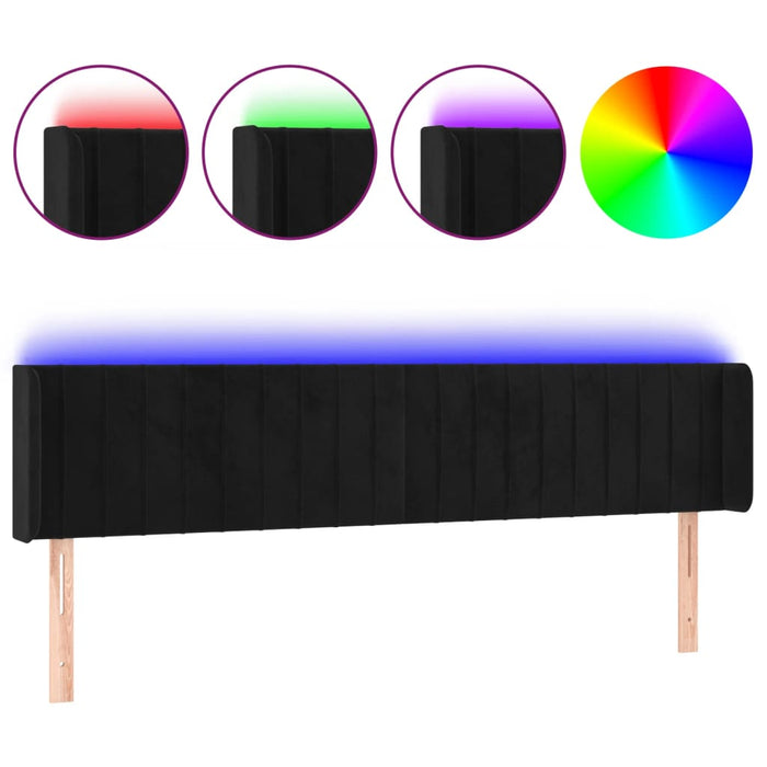 Tăblie de pat cu LED, negru, 203x16x78/88 cm, catifea - WALTI WALTI