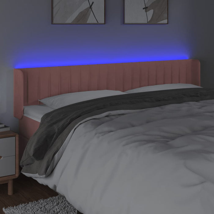 Tăblie de pat cu LED, roz, 203x16x78/88 cm, catifea - WALTI WALTI