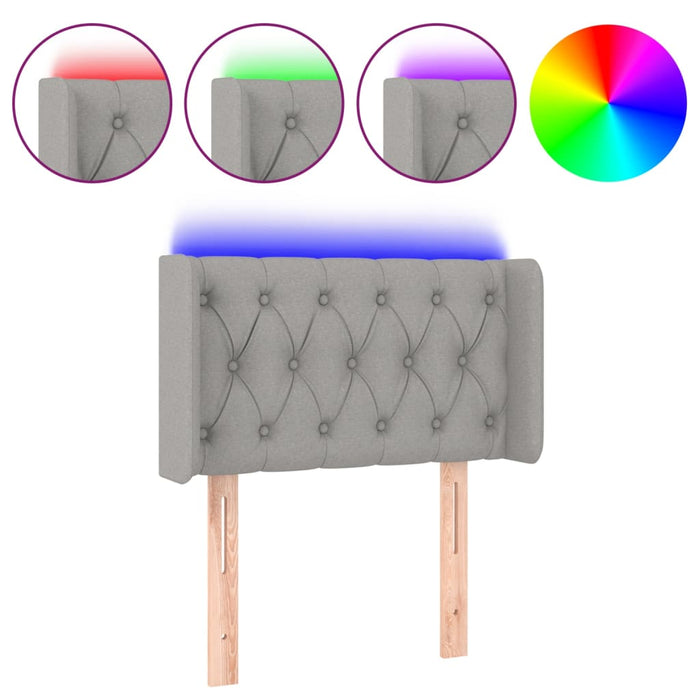 Tăblie de pat cu LED, gri deschis, 83x16x78/88 cm, textil - WALTI WALTI