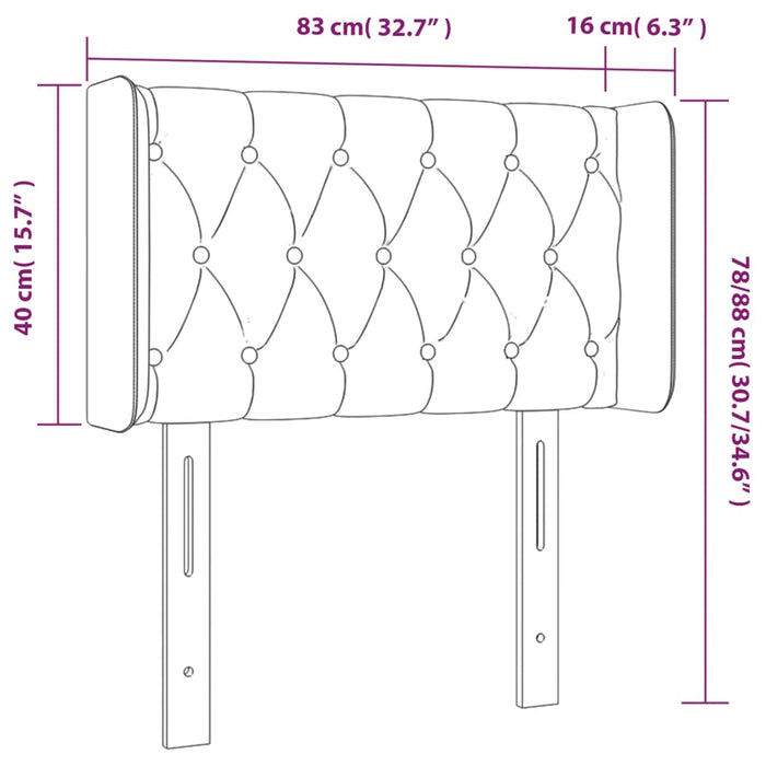 Tăblie de pat cu LED, gri închis, 83x16x78/88 cm, textil - WALTI WALTI