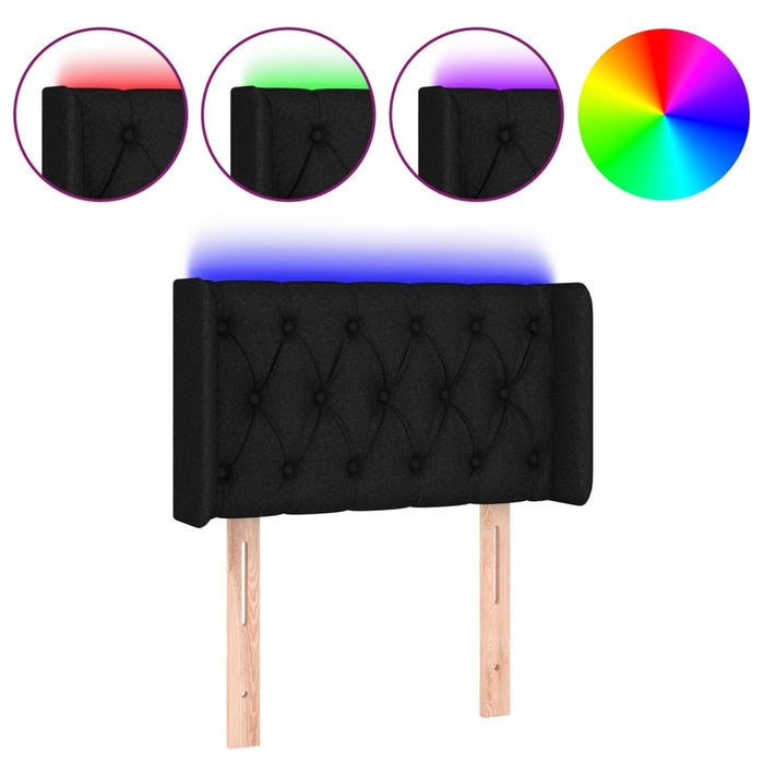 Tăblie de pat cu LED, negru, 83x16x78/88 cm, textil - WALTI WALTI
