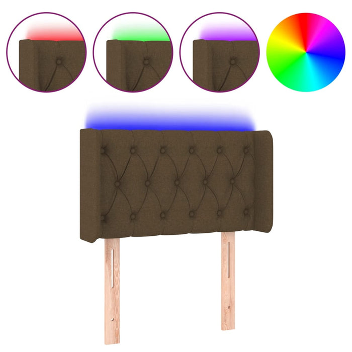 Tăblie de pat cu LED, maro închis, 83x16x78/88 cm, textil - WALTI WALTI
