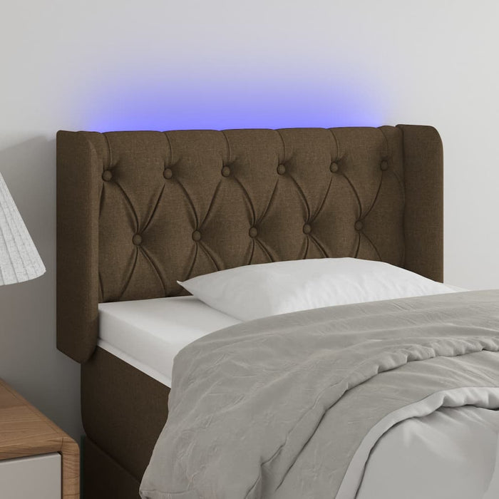 Tăblie de pat cu LED, maro închis, 83x16x78/88 cm, textil - WALTI WALTI