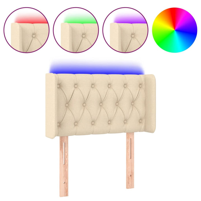 Tăblie de pat cu LED, crem, 83x16x78/88 cm, textil - WALTI WALTI