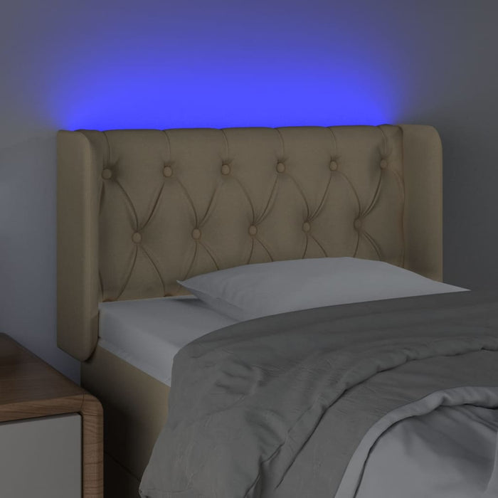 Tăblie de pat cu LED, crem, 83x16x78/88 cm, textil - WALTI WALTI