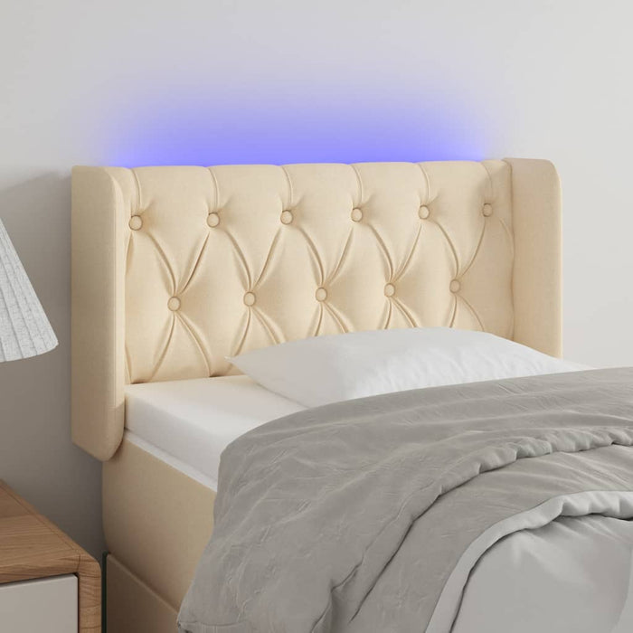 Tăblie de pat cu LED, crem, 83x16x78/88 cm, textil - WALTI WALTI