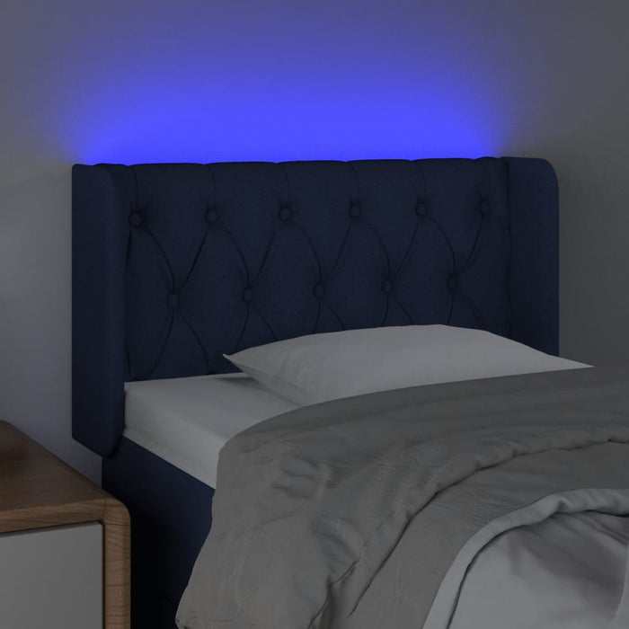 Tăblie de pat cu LED, albastru, 83x16x78/88 cm, textil - WALTI WALTI