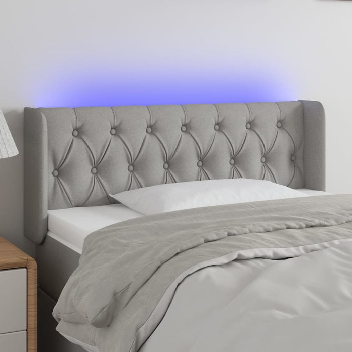Tăblie de pat cu LED, gri deschis, 103x16x78/88 cm, textil - WALTI WALTI