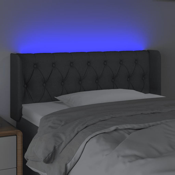 Tăblie de pat cu LED, gri închis, 103x16x78/88 cm, textil - WALTI WALTI