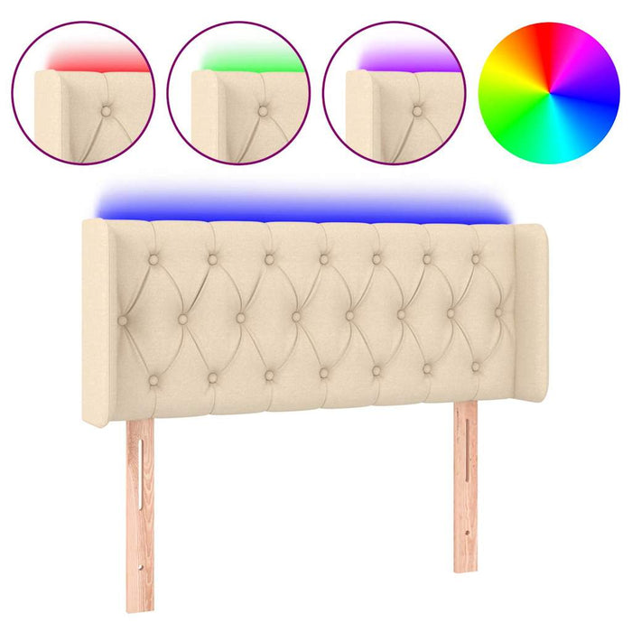 Tăblie de pat cu LED, crem, 103x16x78/88 cm, textil WALTI