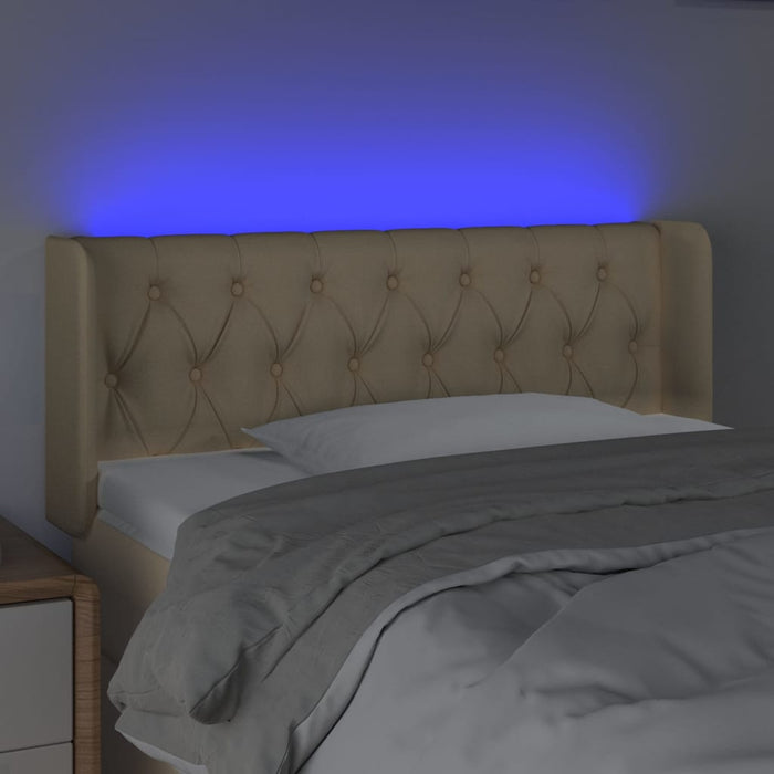 Tăblie de pat cu LED, crem, 103x16x78/88 cm, textil WALTI