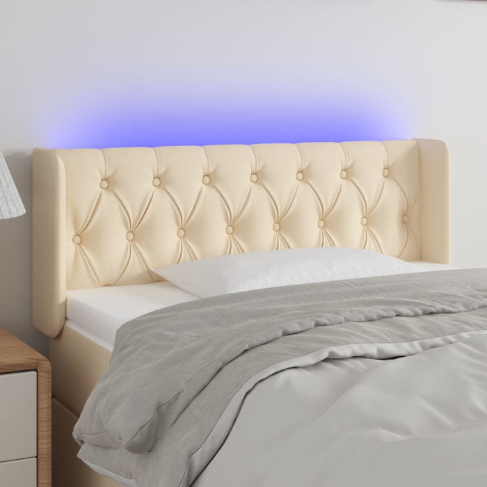 Tăblie de pat cu LED, crem, 103x16x78/88 cm, textil WALTI