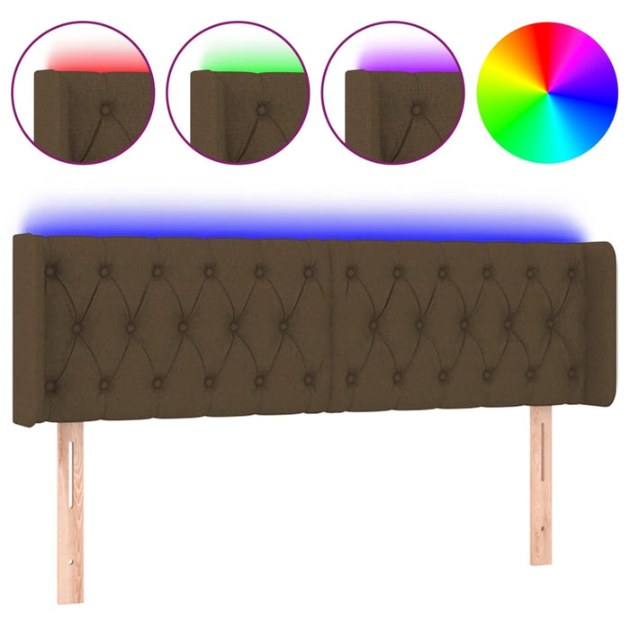 Tăblie de pat cu LED, maro închis, 147x16x78/88 cm, textil - WALTI WALTI