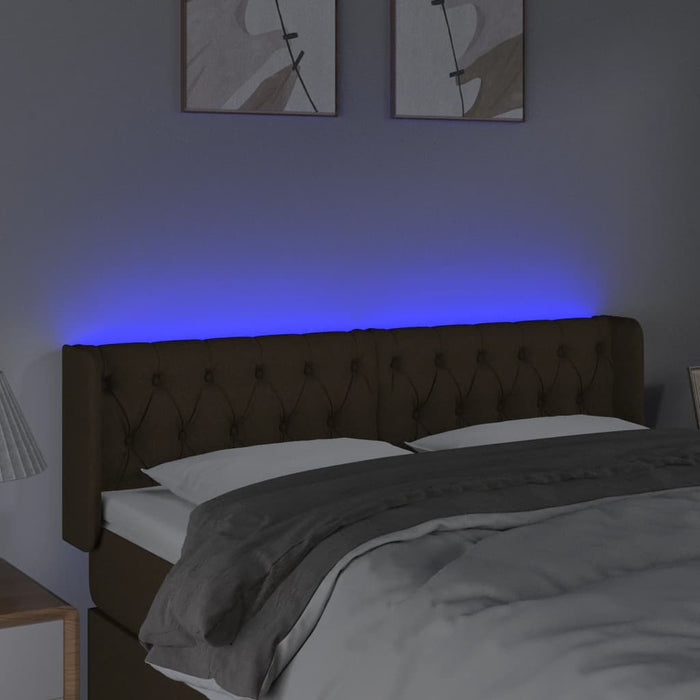 Tăblie de pat cu LED, maro închis, 147x16x78/88 cm, textil - WALTI WALTI