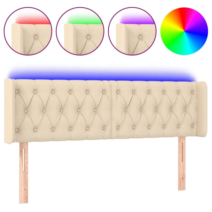 Tăblie de pat cu LED, crem, 147x16x78/88 cm, textil - WALTI WALTI