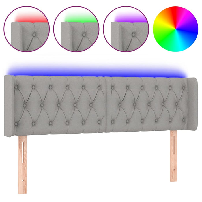 Tăblie de pat cu LED, gri deschis, 163x16x78/88 cm, textil WALTI